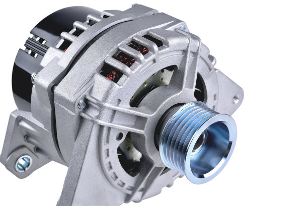 汽车发电机，汽车电气网络元素在白色背景，发电机细节图片下载