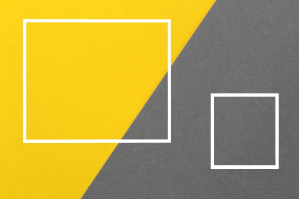 几个用于文本的方块同时绘制在黄色和灰色上。图片下载