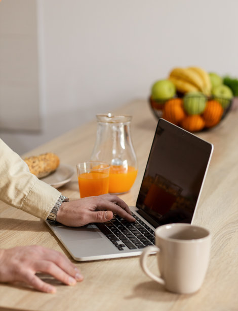 年轻人在家里用笔记本电脑工作图片下载