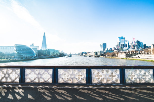 伦敦塔桥前空荡荡的人行道图片下载