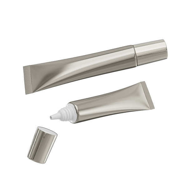 空白银白色化妆品长管包装奶油或凝胶3d插图图片下载