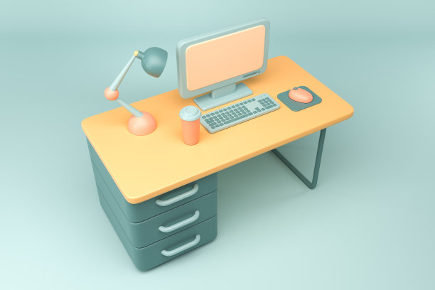 俯视图在办公室工作场所与绿色背景的桌面图片下载