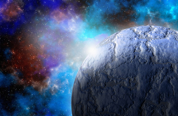 来自外太空的未知行星。空间星云。宇宙星团。外太空背景。三维演示图片下载