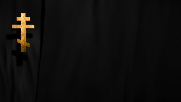 俄罗斯东正教十字架全框架黑丝绒丝绸背景图片下载