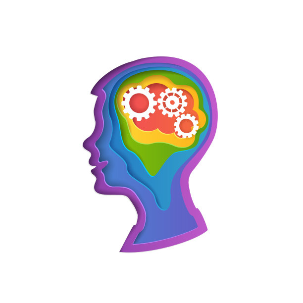 聪明的孩子。带齿轮的男孩头。概念向量插图分层纸风格。图片下载