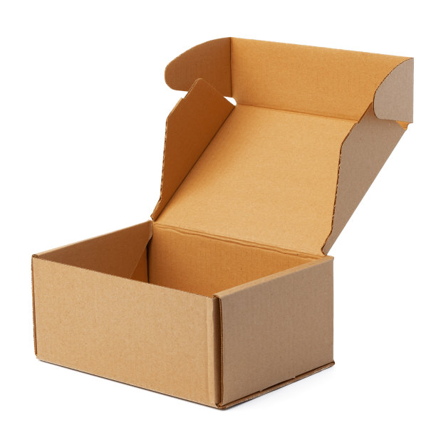 打开棕色纸箱孤立在白色上图片下载