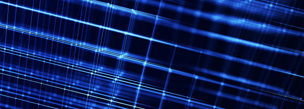 在黑暗背景上的未来主义构图。彩色图案的连接点和线。3 d技术旗帜。图片下载