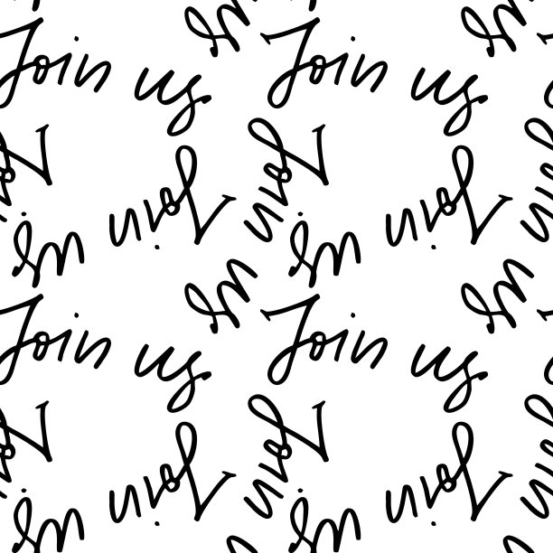 加入我们的手写文本。无缝模式。现代书法。鼓舞人心的名言。孤立在白色图片下载