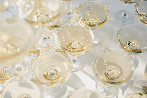 美丽的小山在为新婚夫妇举行的宴会上用香槟庆祝图片下载