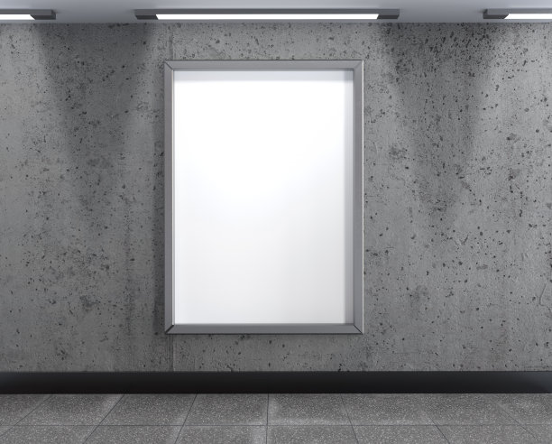 地铁墙上的空白海报或广告牌广告模型图片下载