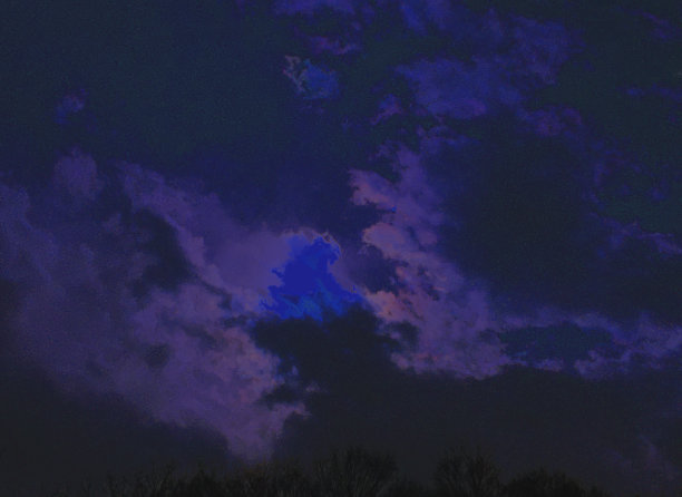 幻想插图的星星闪烁在空间，云海和闪亮的月亮图片下载