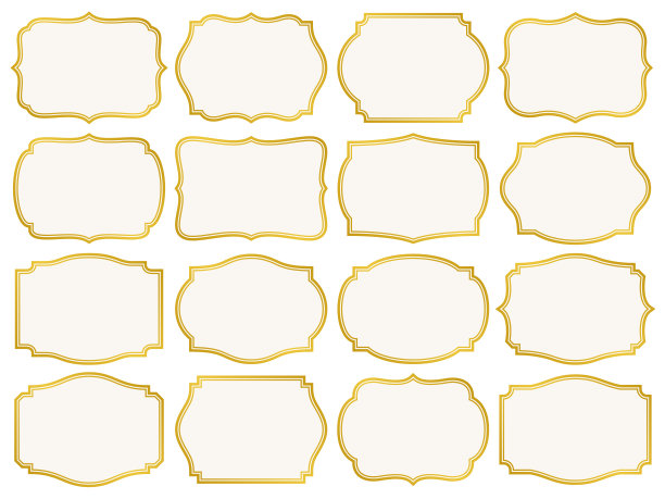 各种欧式风格的金色标签画框插图集图片下载