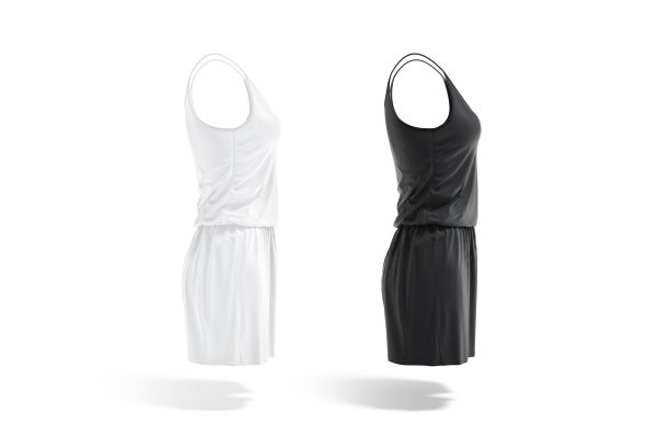 空白的黑人和白人妇女连体裤模型，侧面视图图片下载
