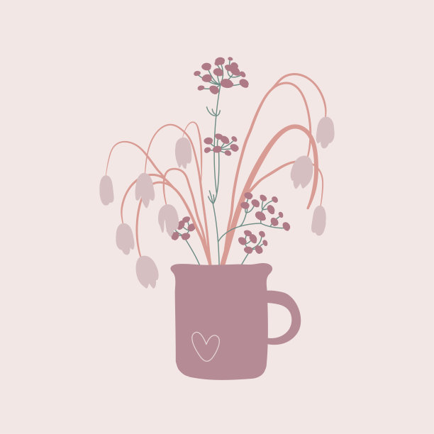 杯花，向量花卉插图在波西米亚风格图片下载