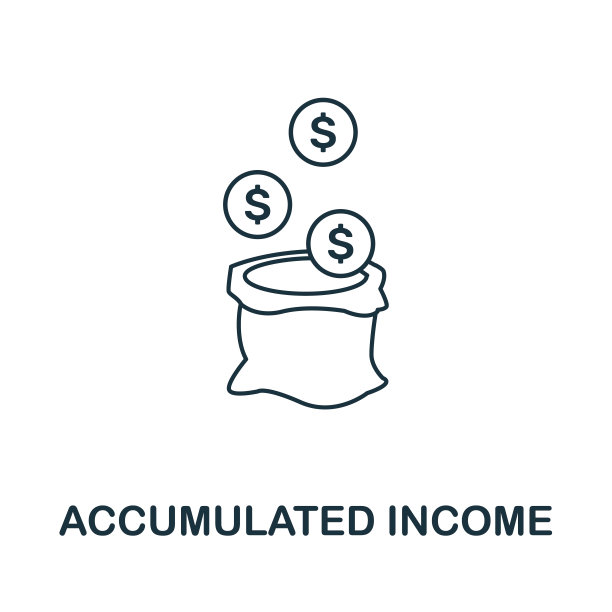 累计收入图标轮廓风格。细线创意累积收入图标的标志，平面设计和更多图片下载