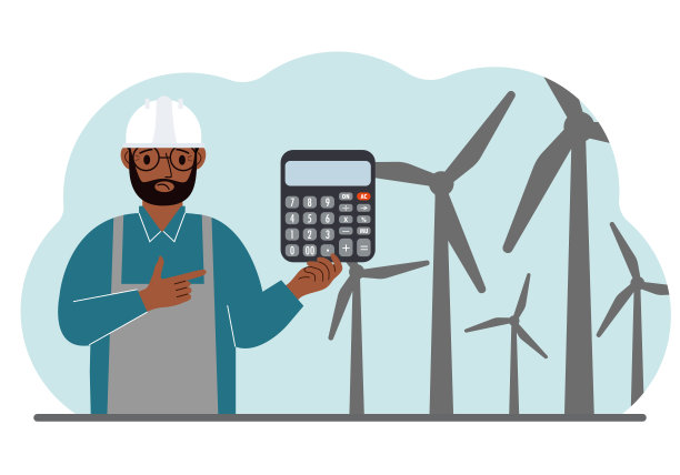 技术工程师，能源风电场。清洁替代能源的概念。保护环境，保护生态。图片下载