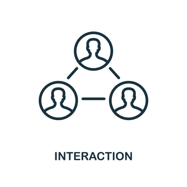 交互图标轮廓样式。细线创意互动图标的标志，图形设计和更多图片下载