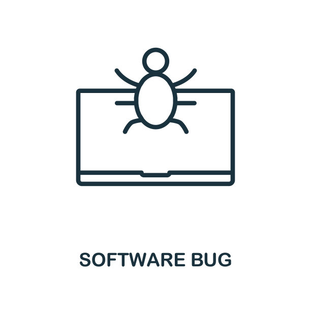 软件Bug图标轮廓样式。细线创意软件Bug图标的标志，图形设计和更多图片下载