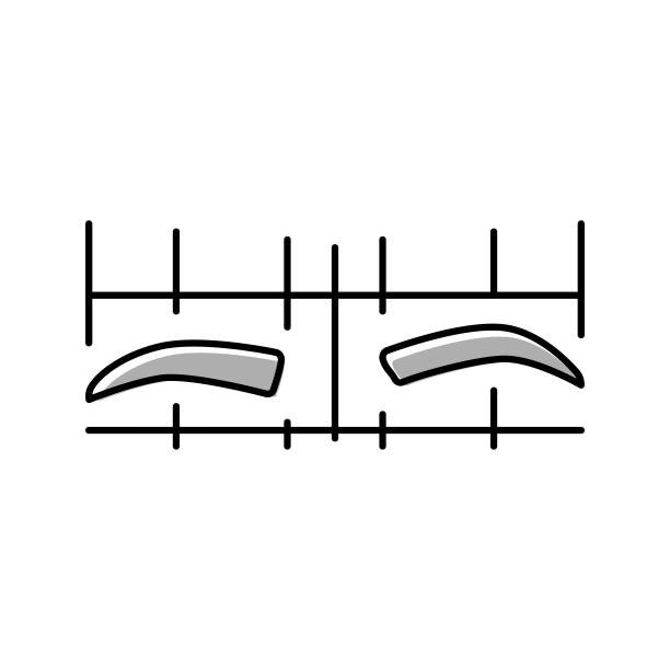 不对称眉毛特征颜色图标矢量插图图片下载
