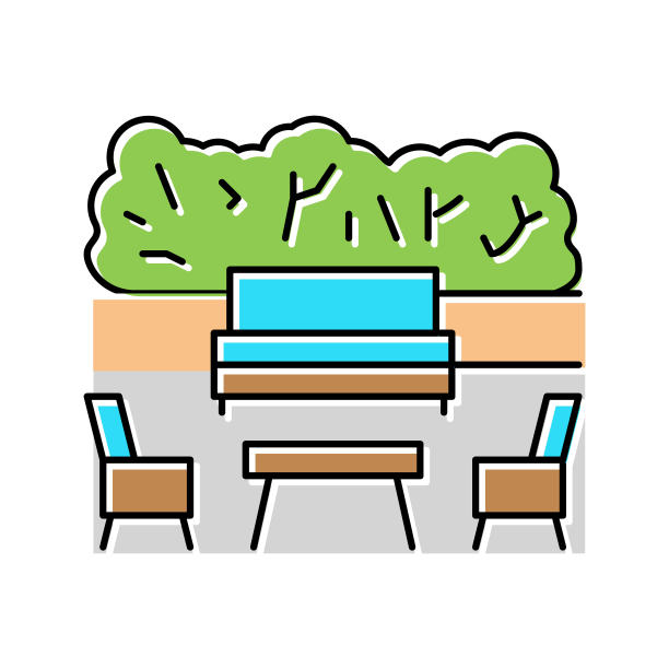 花园户外家具颜色图标矢量插图图片下载