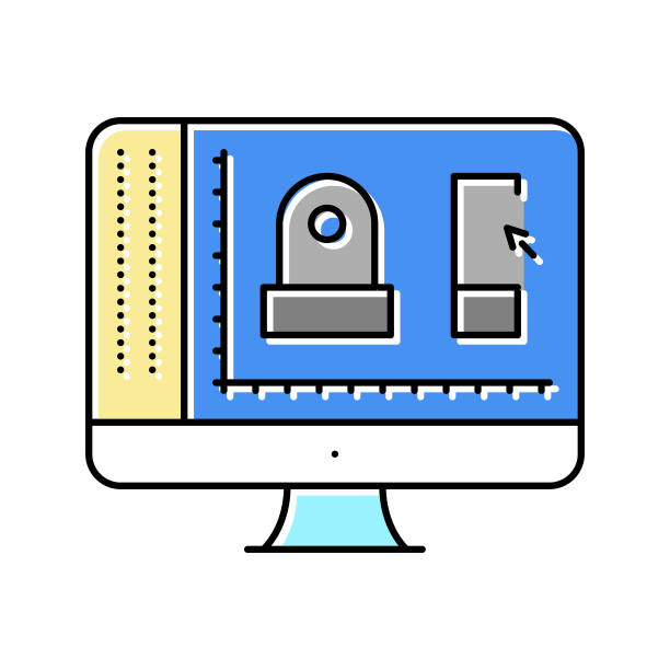 机械设计的三维彩色图标矢量插图图片下载