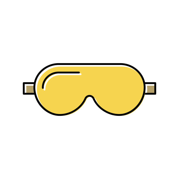 睡眠面罩丝质颜色图标矢量插图图片下载