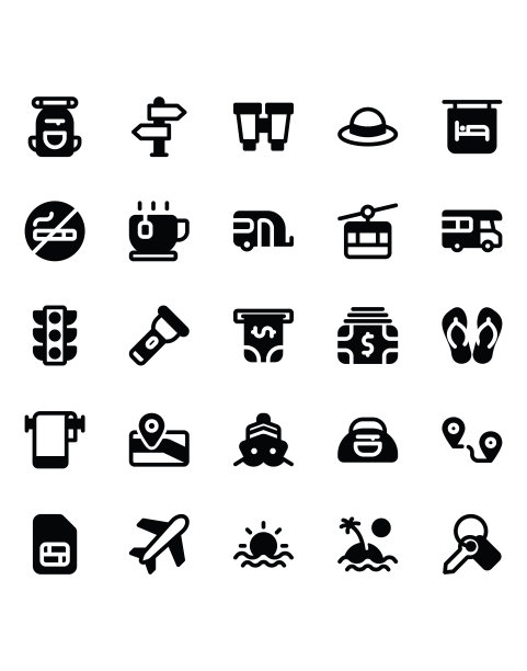 旅行图标设置30孤立在白色背景上图片下载