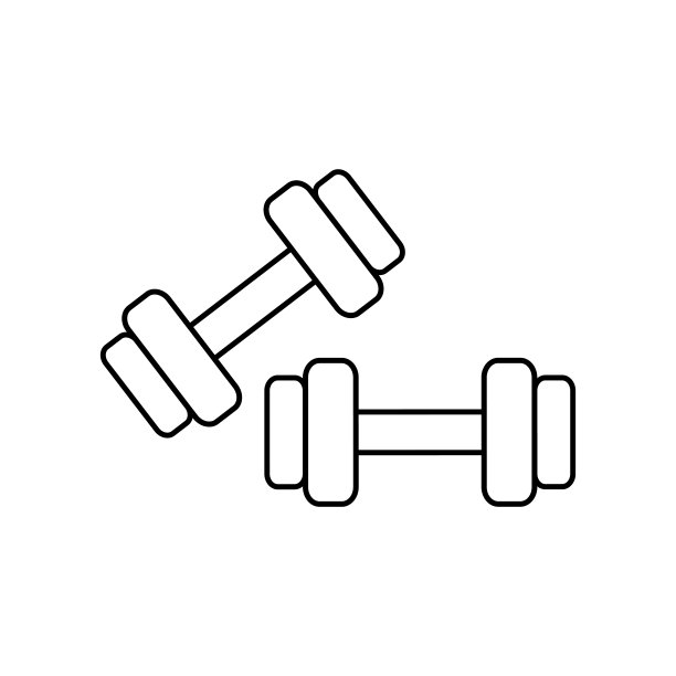 瘦线图标的运动哑铃在一个白色的背景-向量图片下载