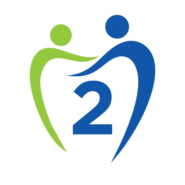 牙科诊所标志上的字母2概念。家庭牙科保健标志。牙科医生标志签名图片下载