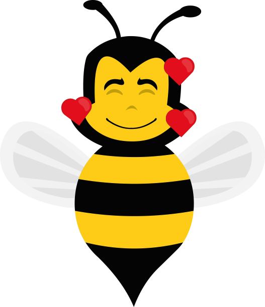 矢量插图卡通蜜蜂在爱和心图片下载