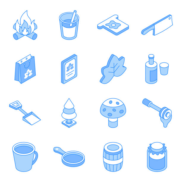 一套快乐的感恩节等距图标图片下载