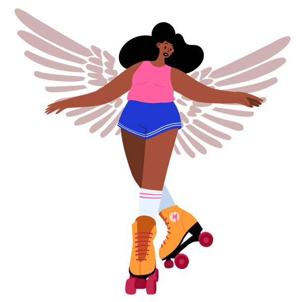 带着翅膀的轮滑女孩图片下载