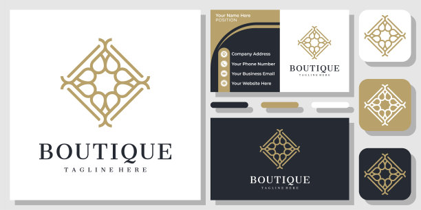 广场装饰黄金豪华装饰爱古董框架标志设计与名片模板图片下载