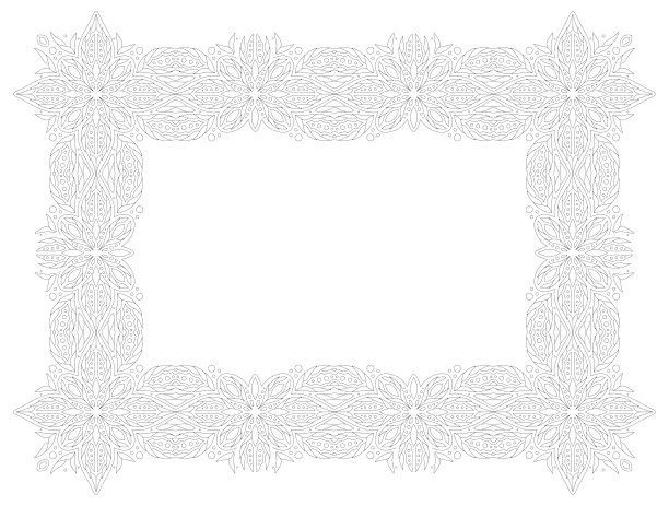 线条艺术与华丽的框架着色书图片下载