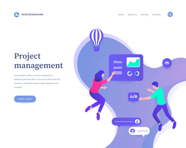 项目管理概念工作流飞行或悬浮的人和社交媒体图标的互动图片下载