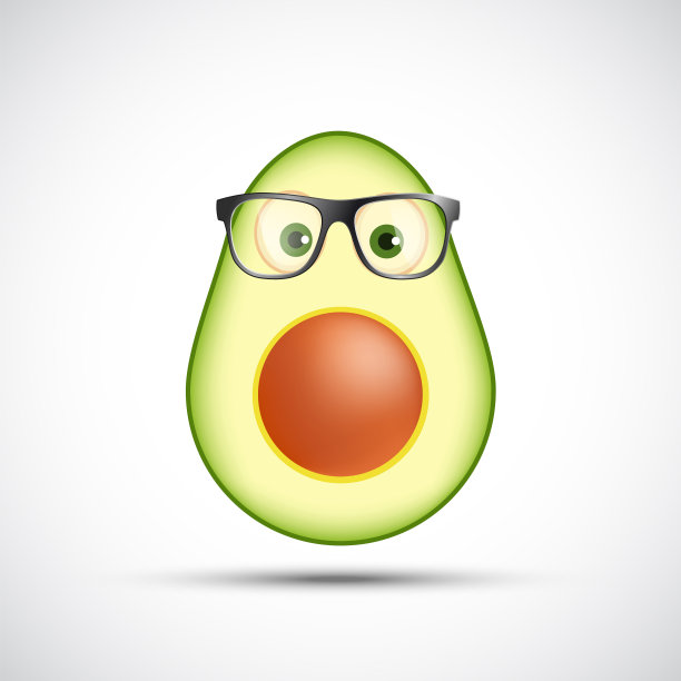 戴眼镜的鳄梨。矢量图图片下载