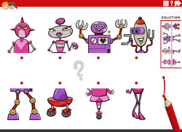 匹配一半的图片与漫画机器人教育任务图片下载