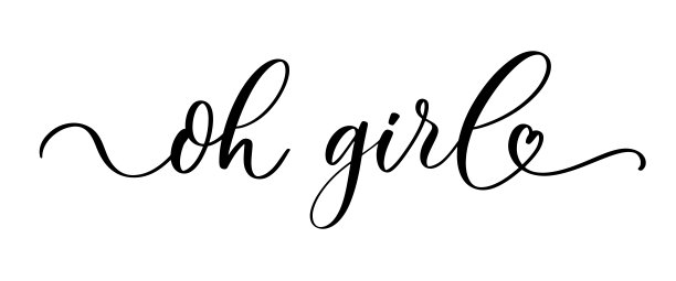 哦，女孩-字体字体引用，毛笔书法横幅与细线。图片下载