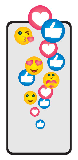 社交媒体图标的移动电话矢量插图。图片下载