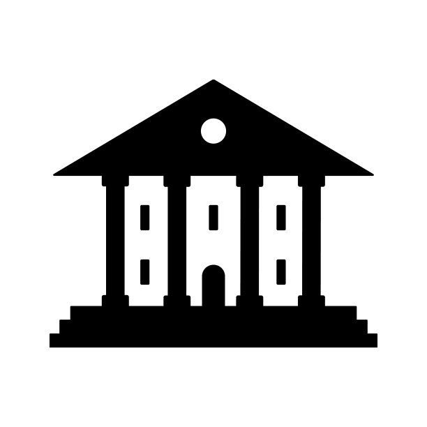 银行或机构的黑色图标。剧院、图书馆或公共机构建筑物孤立在白色上图片下载