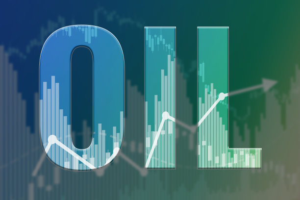 蓝绿金融背景下的油价变动。3D渲染，软焦点。燃料危机的概念图片下载