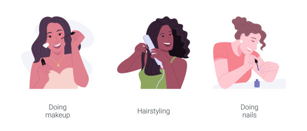 随意的美容仪式孤立的卡通图片下载