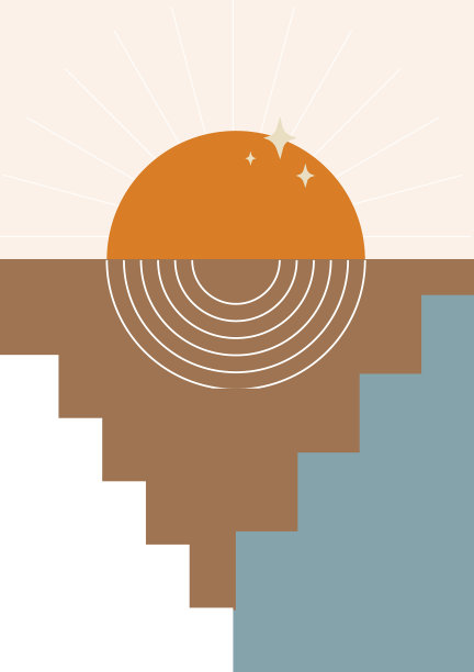 抽象的日落五彩缤纷的平面波西米亚几何图片下载