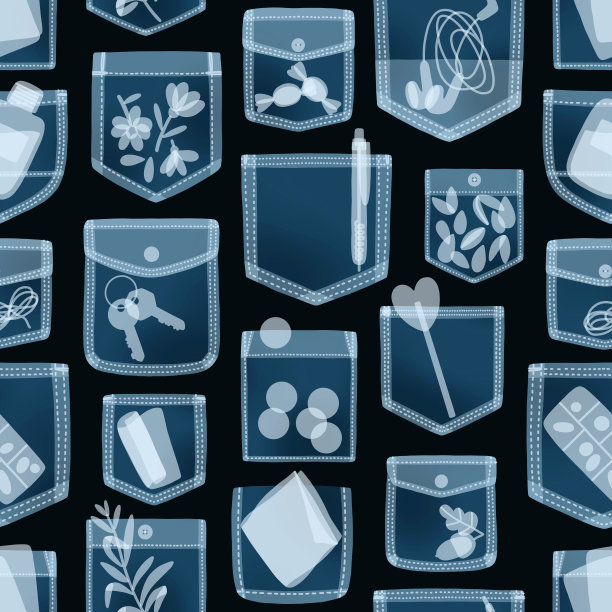 内部x光口袋，图案插图图片下载