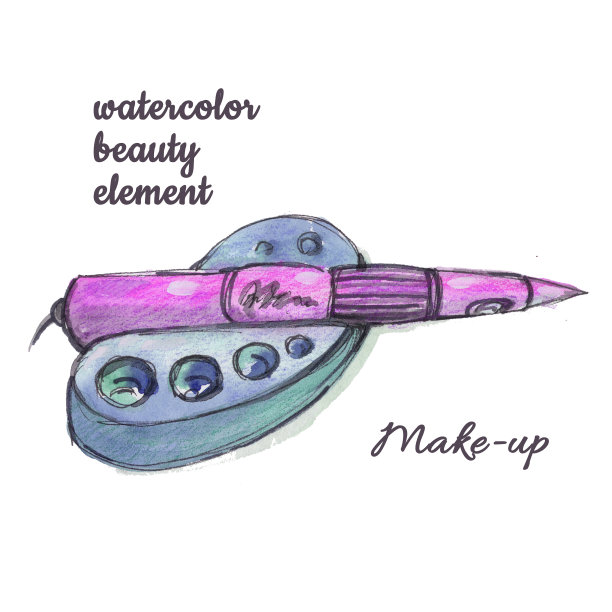 冷水彩永久彩妆机与背衬图片下载