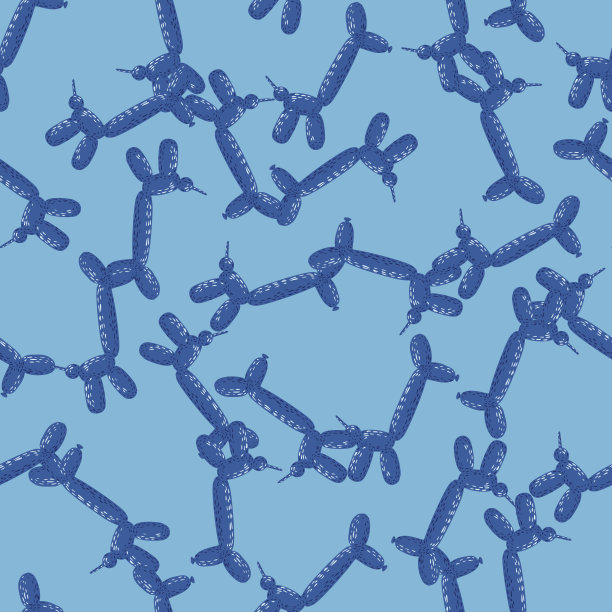 无缝模式气球狗。马戏团泡泡动物的背景涂鸦风格。图片下载