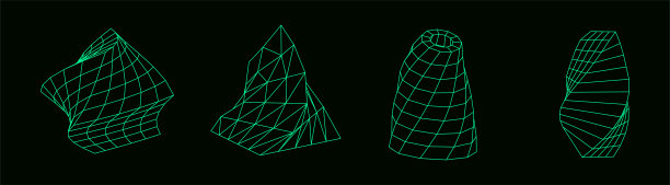 线框数字几何形状集。用于HUD设计的各种对象的集合。网络线路的概念。创造性的抽象几何形状。矢量插图。图片下载