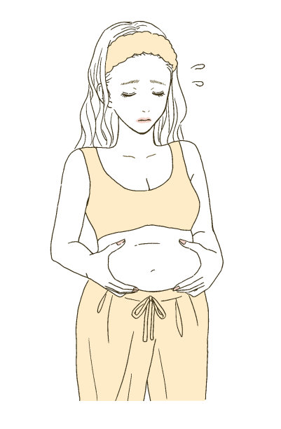 一个女人关心她的胖肚子的美丽插图图片下载