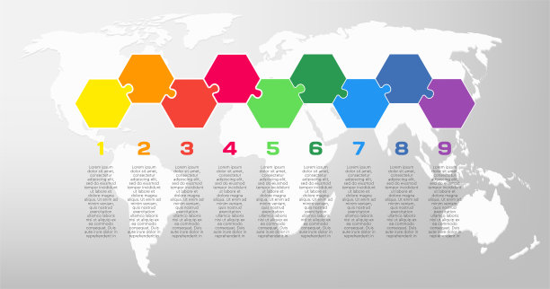 九步线信息图，拼图模板图片下载