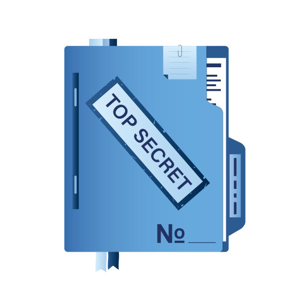 政府报告绝密，盖有印章的文件夹与重要文件。与邮票的文件夹，孤立在白色背景。图片下载